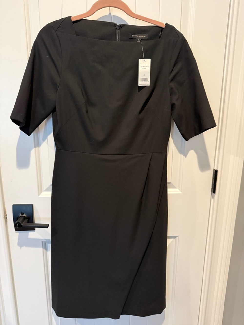 Banana Republic Black Square Neck Midi Dress